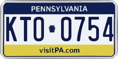PA license plate KTO0754