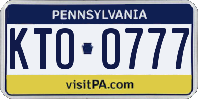 PA license plate KTO0777