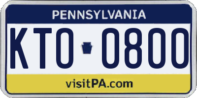 PA license plate KTO0800