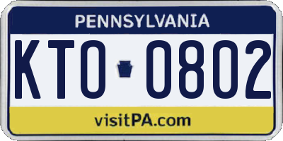 PA license plate KTO0802