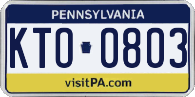 PA license plate KTO0803