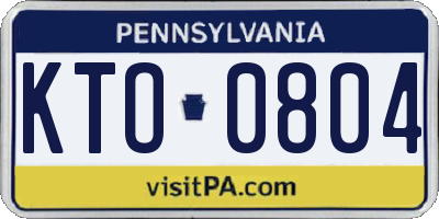PA license plate KTO0804