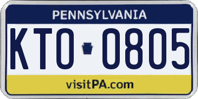 PA license plate KTO0805
