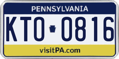PA license plate KTO0816