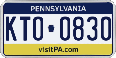 PA license plate KTO0830