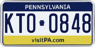 PA license plate KTO0848