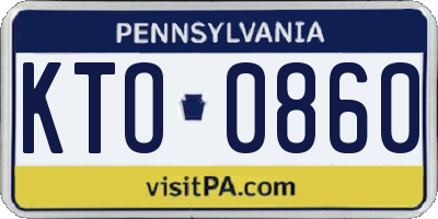PA license plate KTO0860