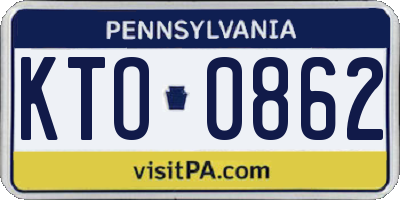 PA license plate KTO0862