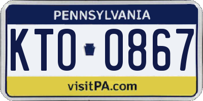 PA license plate KTO0867