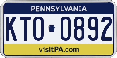 PA license plate KTO0892