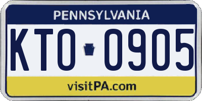 PA license plate KTO0905