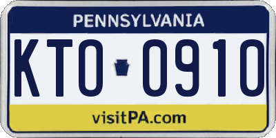 PA license plate KTO0910