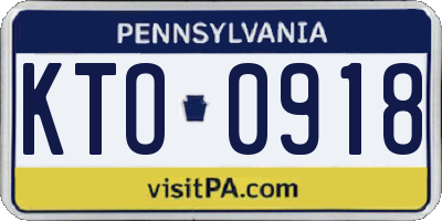 PA license plate KTO0918