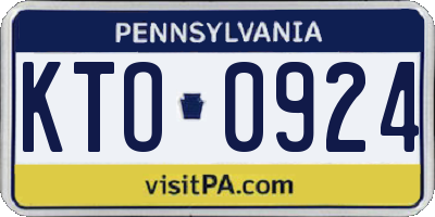PA license plate KTO0924