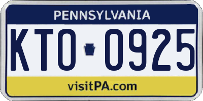 PA license plate KTO0925