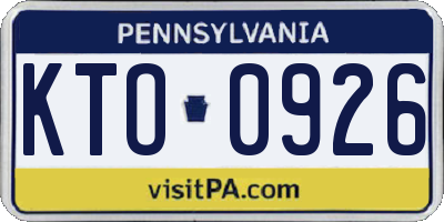 PA license plate KTO0926