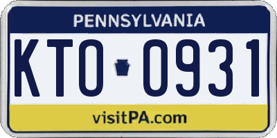 PA license plate KTO0931
