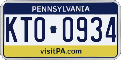 PA license plate KTO0934