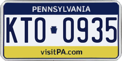 PA license plate KTO0935