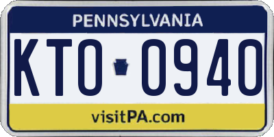 PA license plate KTO0940
