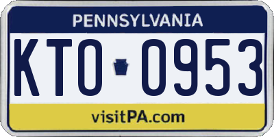 PA license plate KTO0953