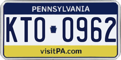 PA license plate KTO0962