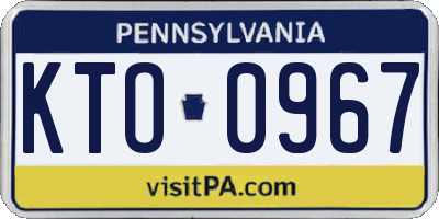 PA license plate KTO0967