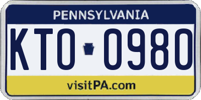 PA license plate KTO0980