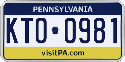 PA license plate KTO0981