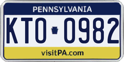 PA license plate KTO0982