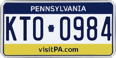 PA license plate KTO0984