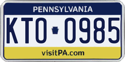 PA license plate KTO0985