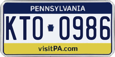 PA license plate KTO0986