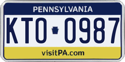 PA license plate KTO0987