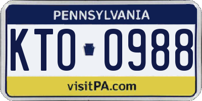 PA license plate KTO0988