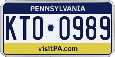 PA license plate KTO0989