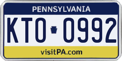 PA license plate KTO0992