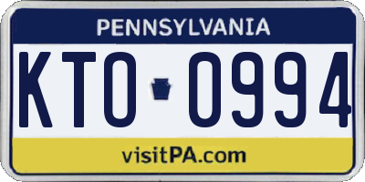 PA license plate KTO0994