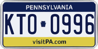 PA license plate KTO0996