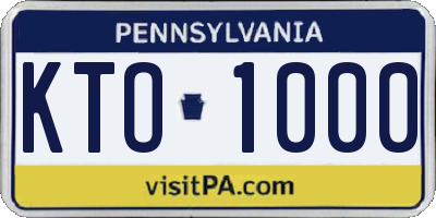 PA license plate KTO1000