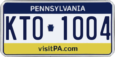 PA license plate KTO1004