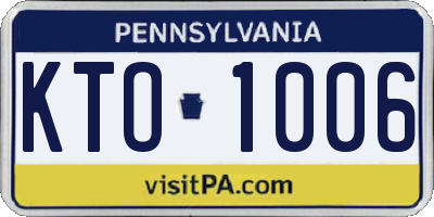 PA license plate KTO1006