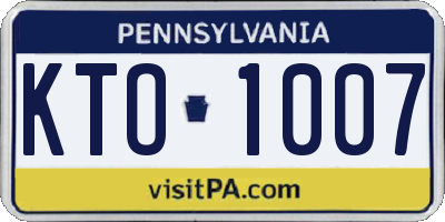 PA license plate KTO1007