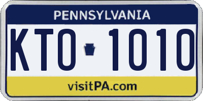 PA license plate KTO1010