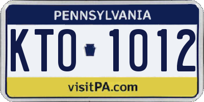 PA license plate KTO1012