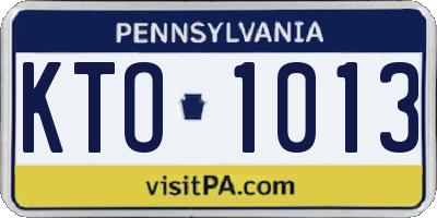 PA license plate KTO1013