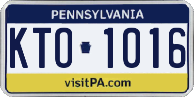PA license plate KTO1016