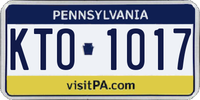 PA license plate KTO1017