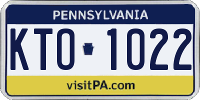 PA license plate KTO1022