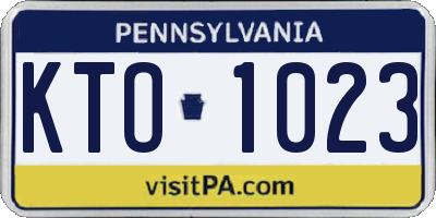 PA license plate KTO1023